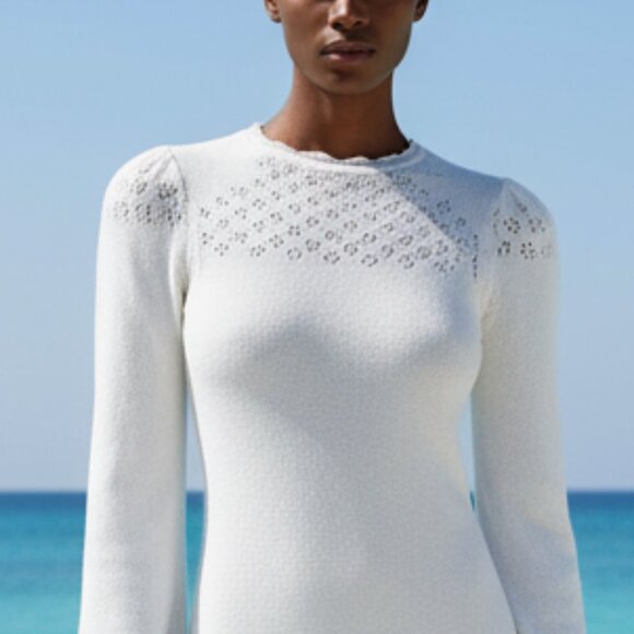 NWT $128 REVOLVE RUMORED Vermont white knit mini dress L winter wedding - Picture 15 of 16